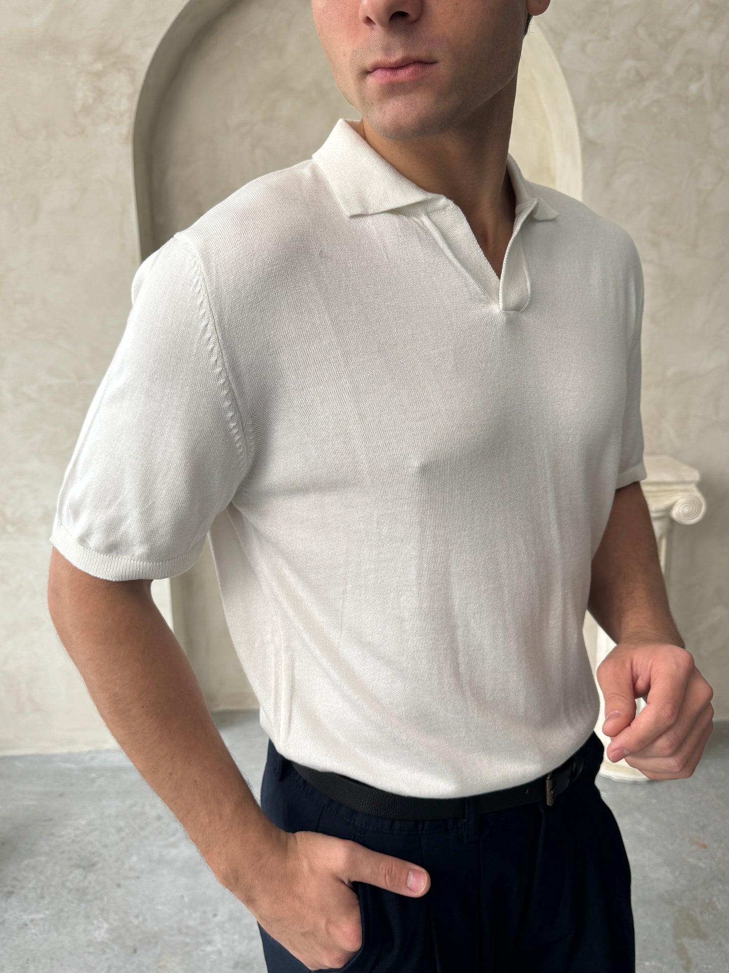 Old Money Basic V Yaka Örme T-Shirt BM3221 - Bymesman