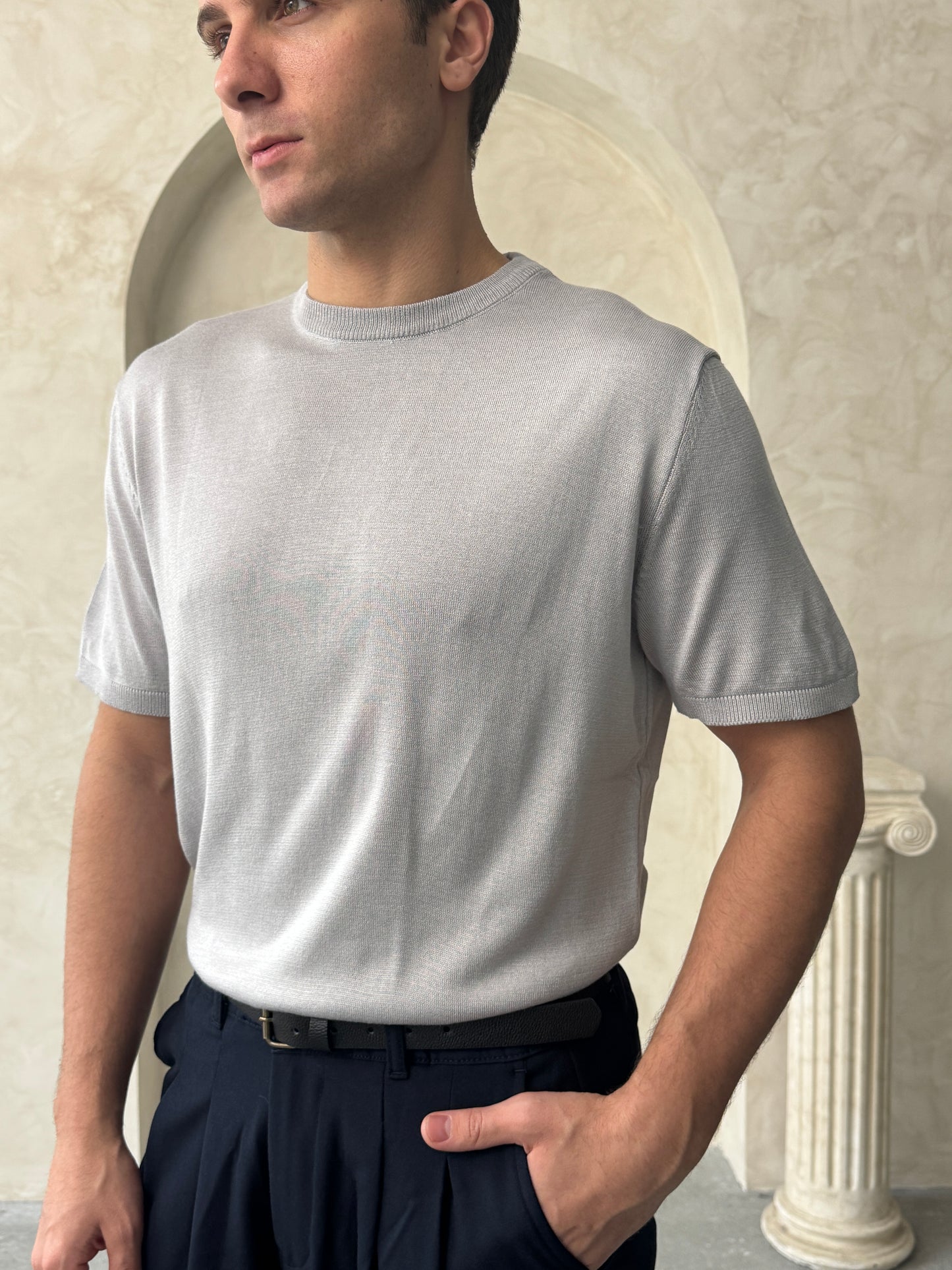 Old Money Basic Bisiklet Yaka Örme T-Shirt BM2861 - Bymesman