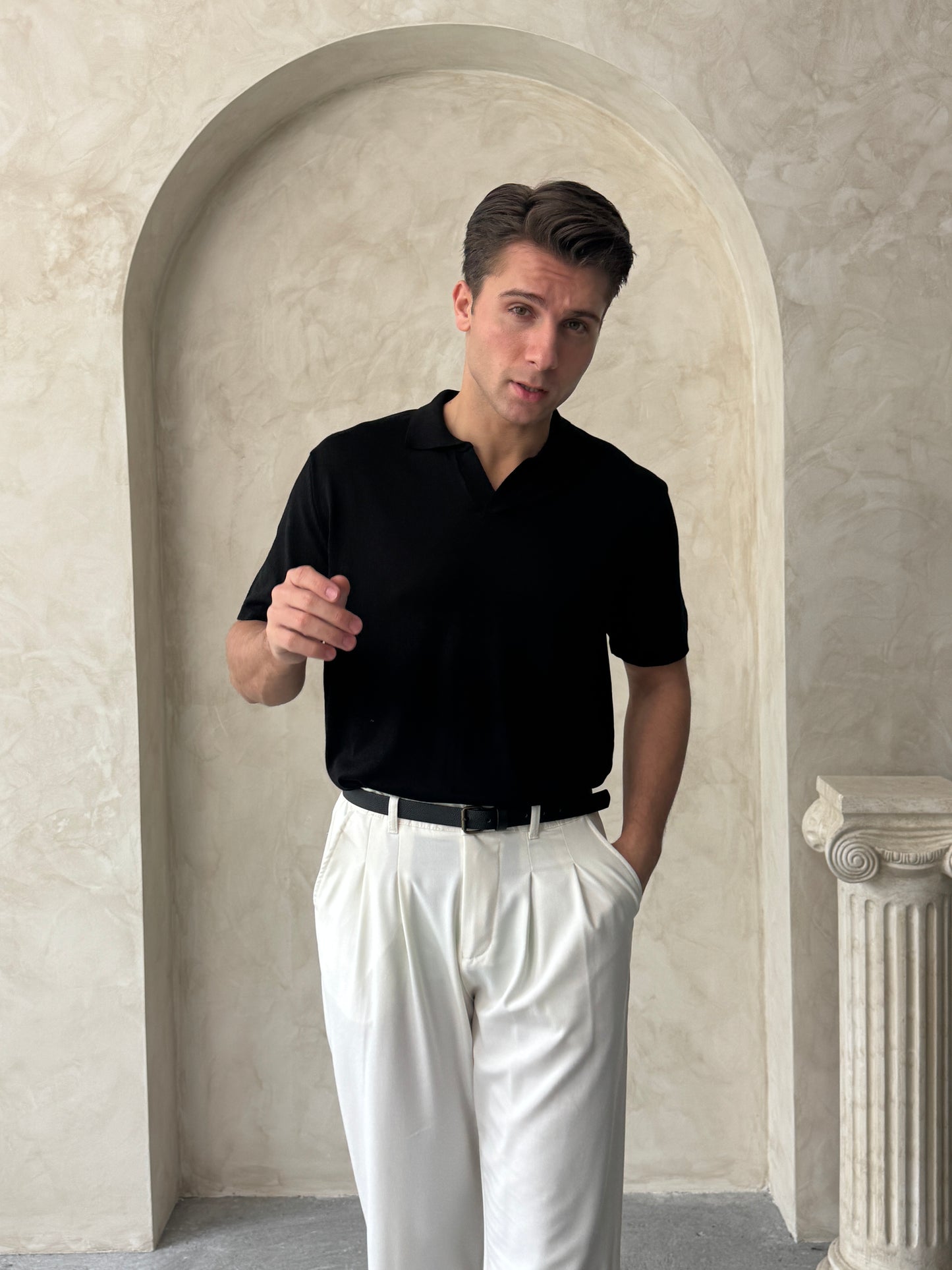 Old Money Basic V Yaka Örme T-Shirt BM3221 - Bymesman