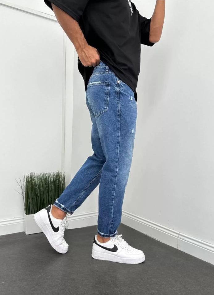 Mavi Desenli Boyfriend Pantolon BM-4167 - Bymesman