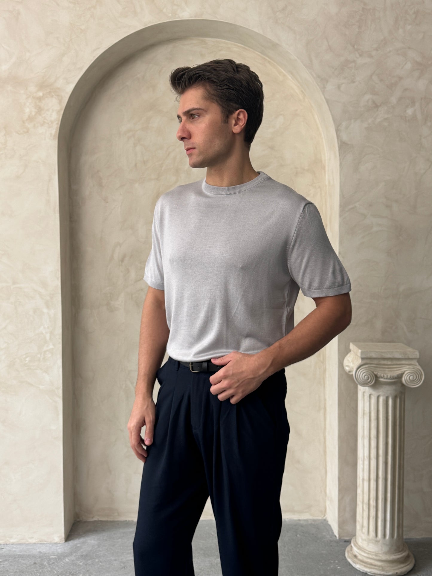 Old Money Basic Bisiklet Yaka Örme T-Shirt BM2861 - Bymesman
