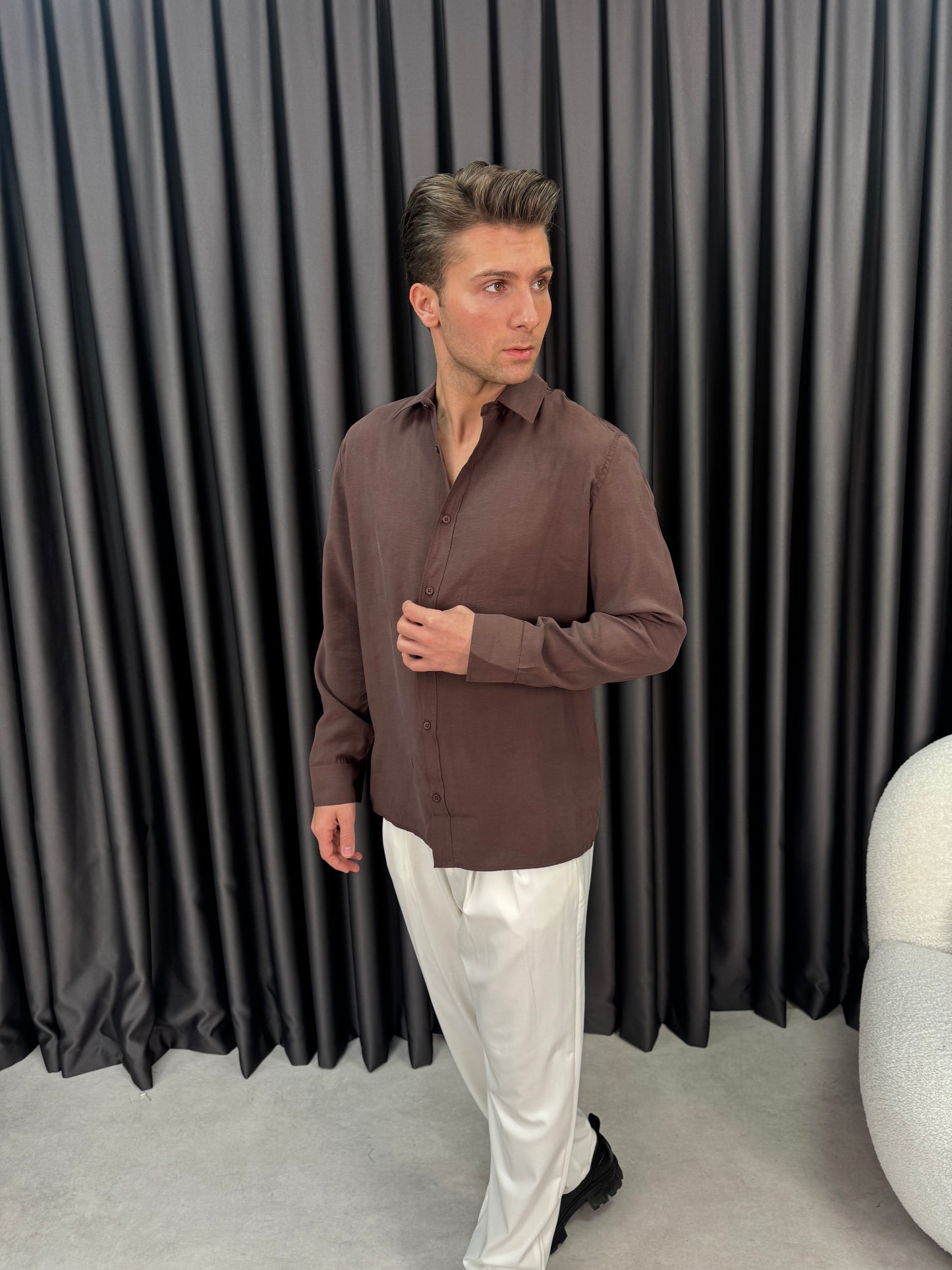 Modal Kumaş Oversize Gömlek BM0012