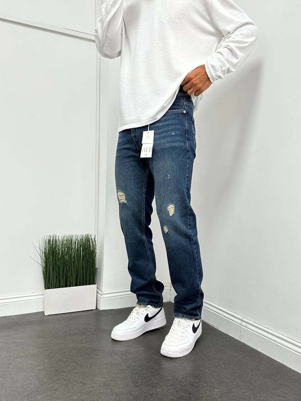 Koyu Mavi Lazar Kesim Detay Baggy Pantolon BM-4780 - Bymesman