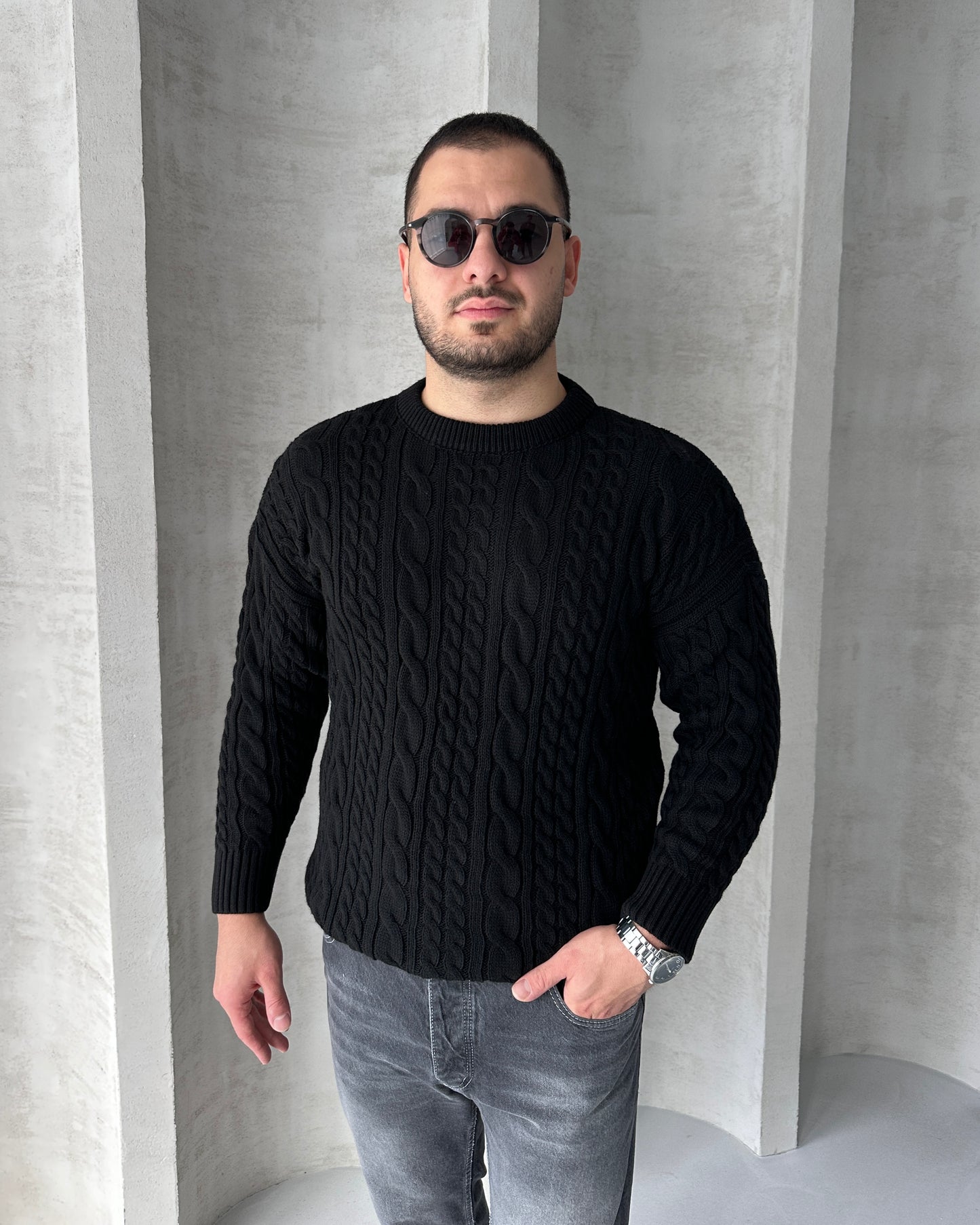 Zincir Örgü Bisiklet Yaka Kazak BM-3068 - Bymesman