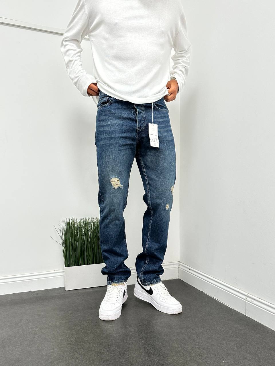 Koyu Mavi Lazar Kesim Detay Baggy Pantolon BM-4780 - Bymesman