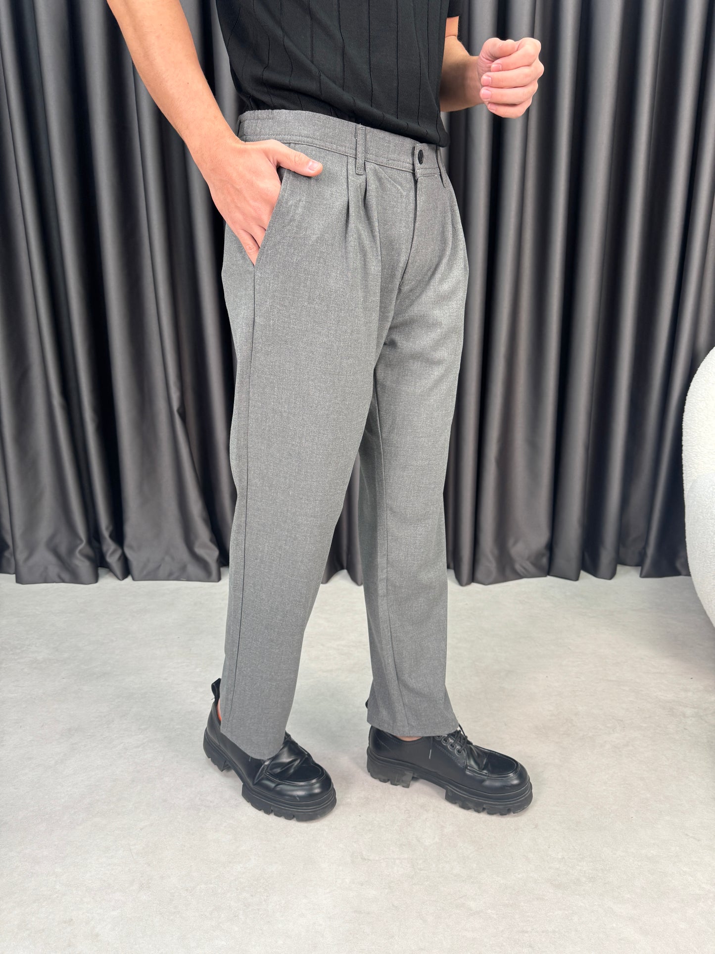 Baggy Çift Pileli Kumaş Pantolon BM1430