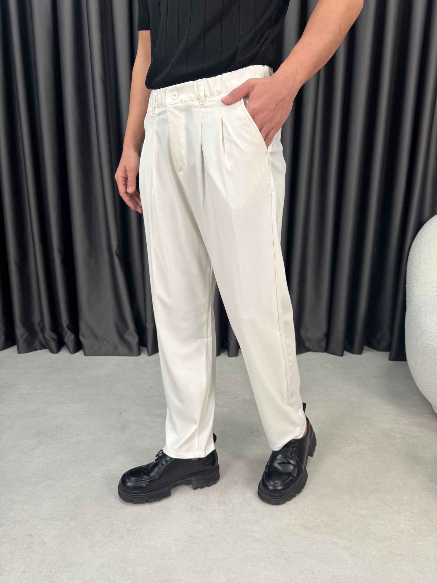Baggy Çift Pileli Kumaş Pantolon BM1430