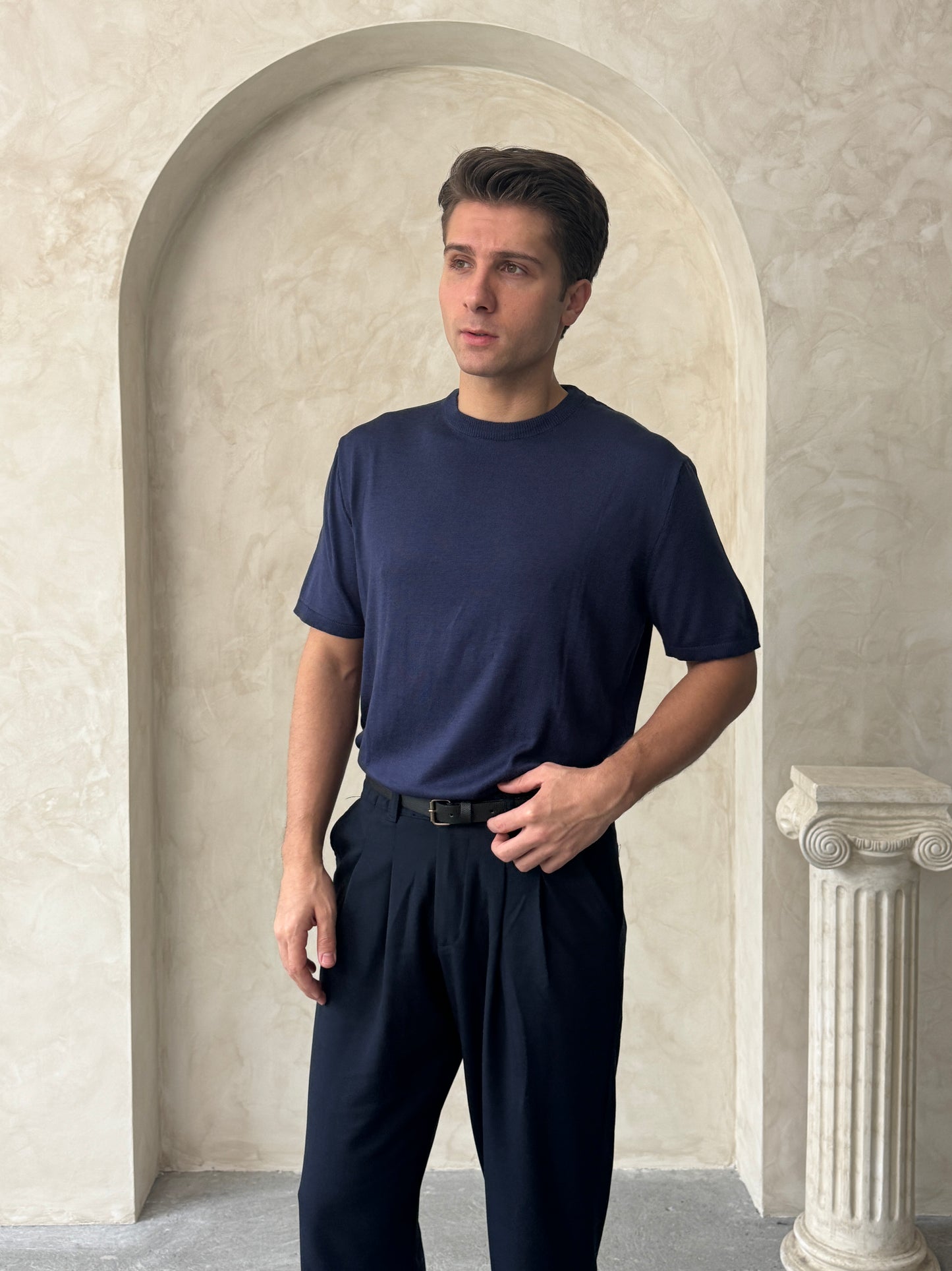 Old Money Basic Bisiklet Yaka Örme T-Shirt BM2861 - Bymesman