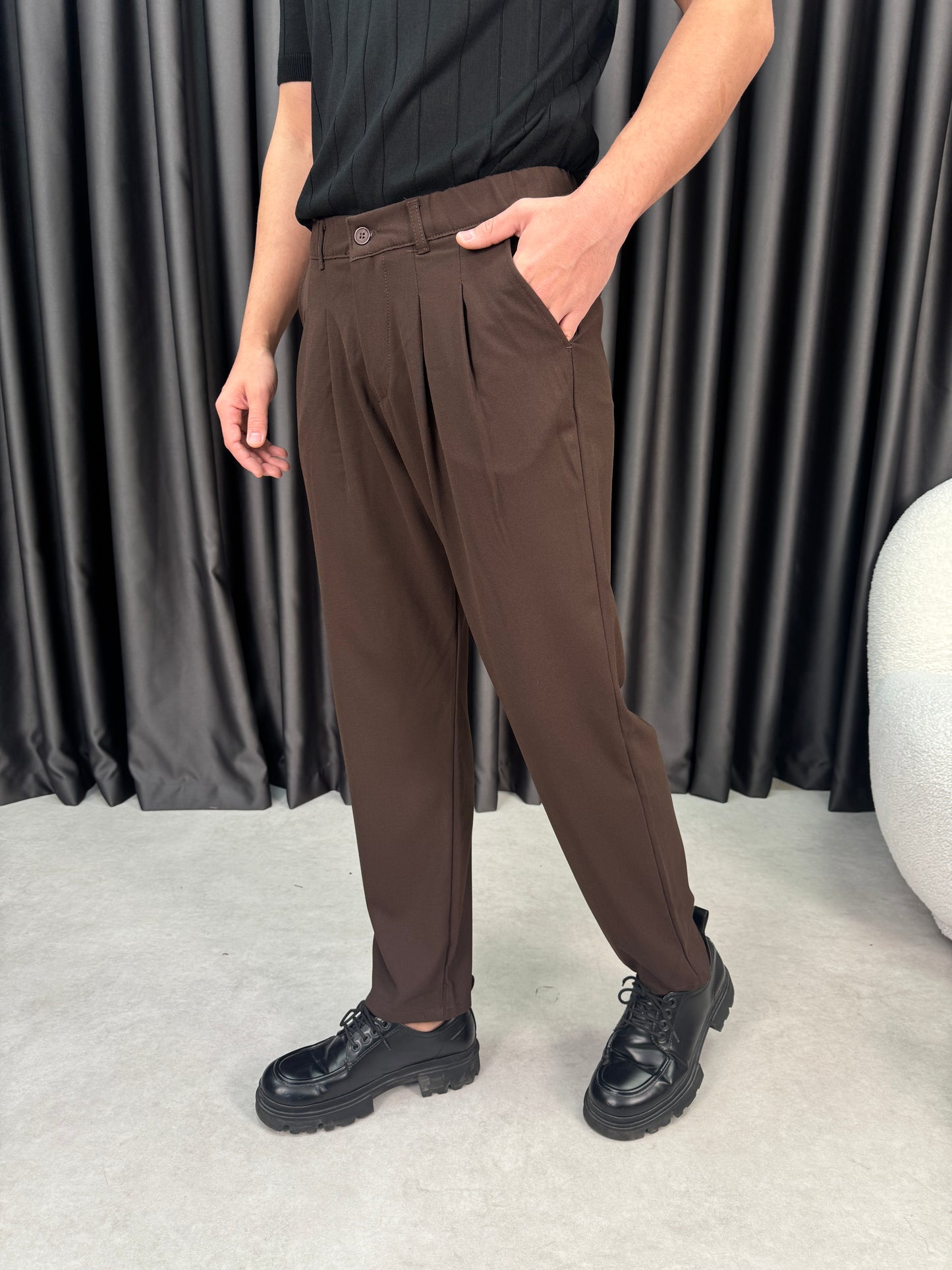Baggy Çift Pileli Kumaş Pantolon BM1430