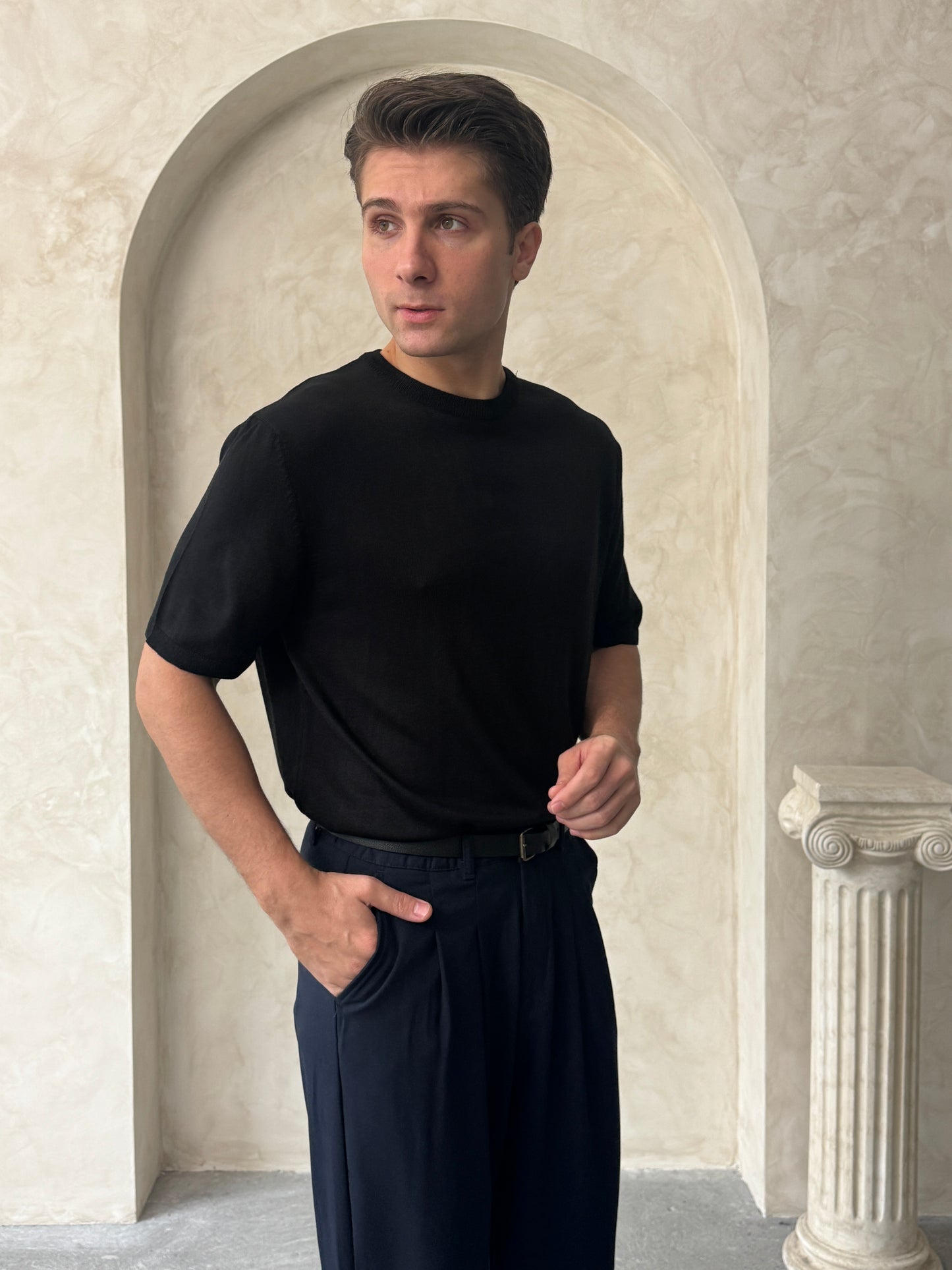 Old Money Basic Bisiklet Yaka Örme T-Shirt BM2861 - Bymesman