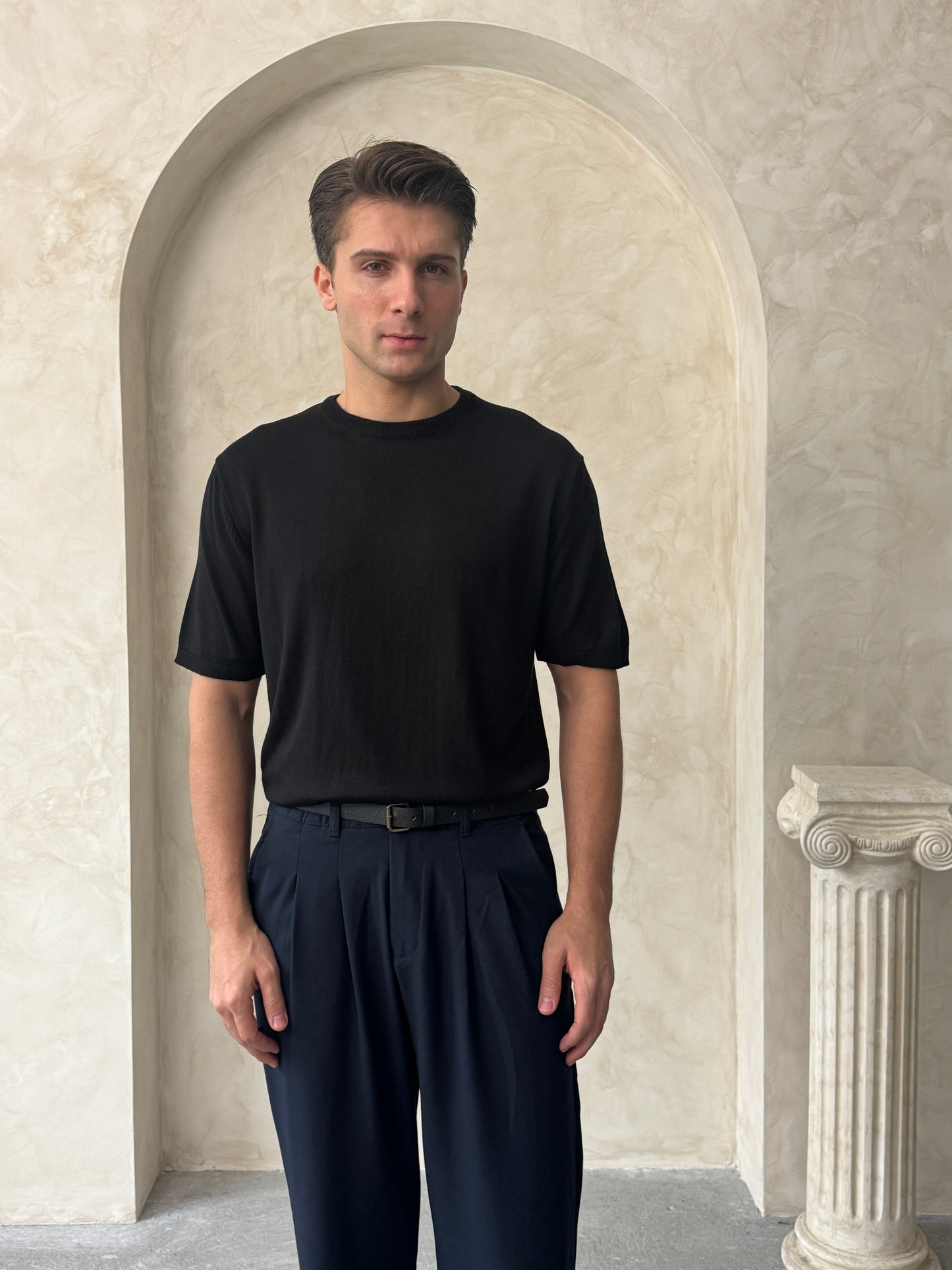 Old Money Basic Bisiklet Yaka Örme T-Shirt BM2861 - Bymesman