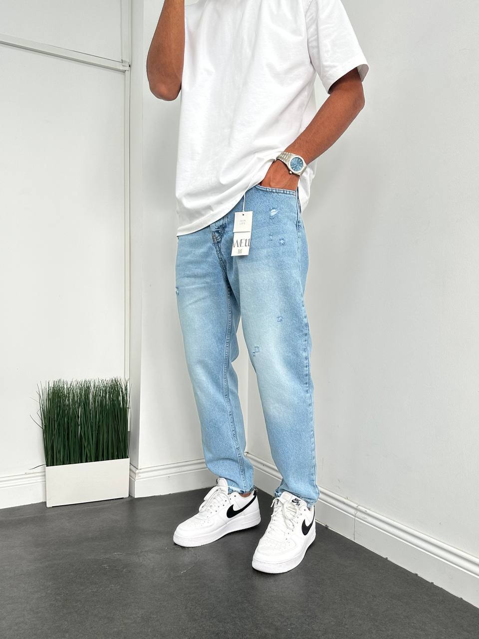 Hasır Yırtık Detay Boyfriend Pantalon BM-0971 - Bymesman