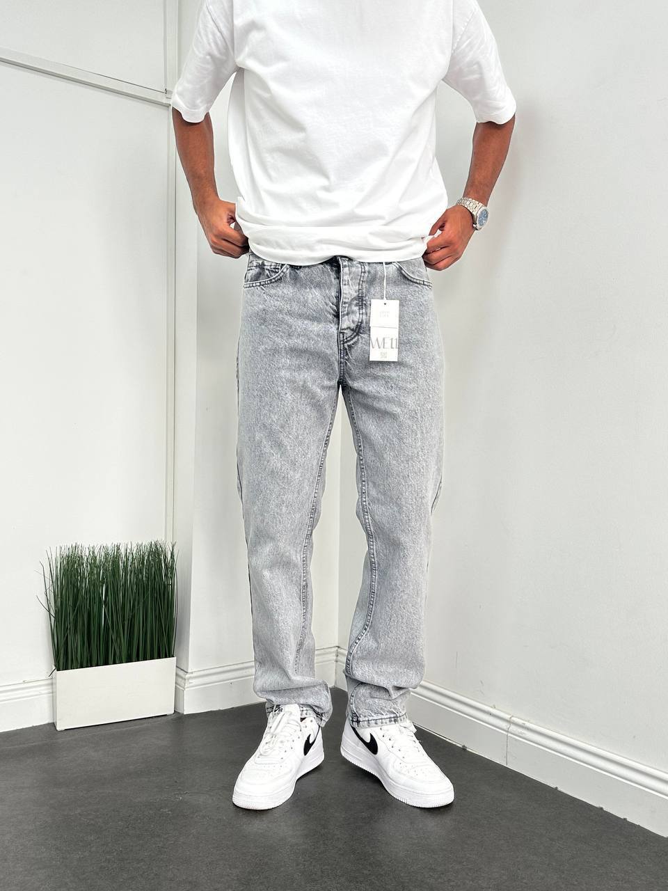 Yıkamalı Gri Baggy Pantalon BM-6091 - Bymesman