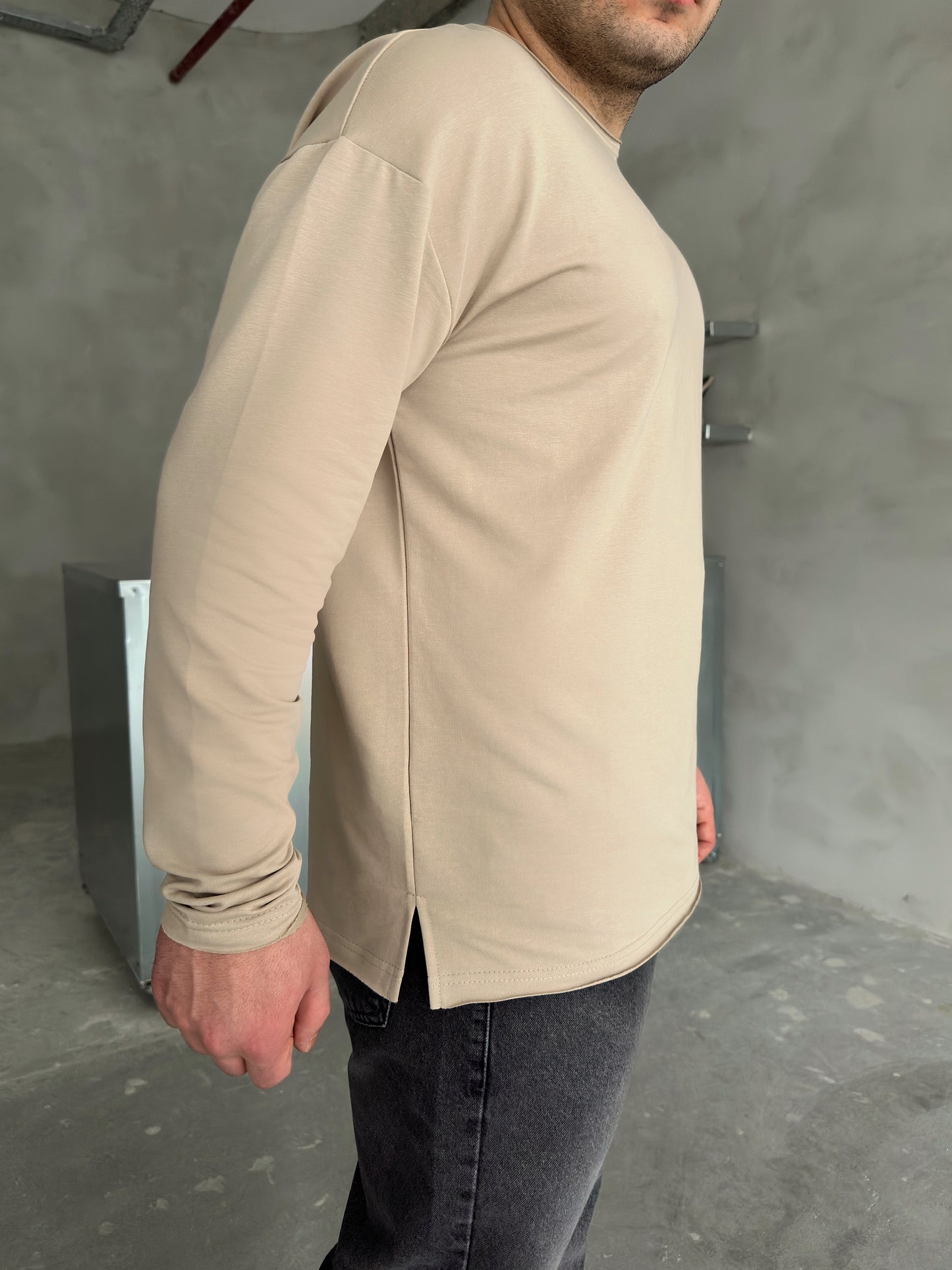 Krem Basic Sweatshirt BM-6401 - Bymesman