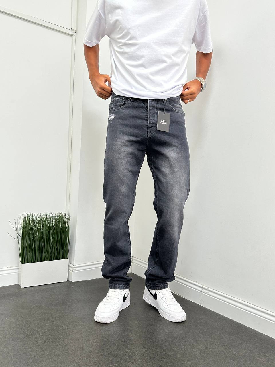 Füme Lazer Detay Eskitme Baggy Pantolon BM-5213 - Bymesman