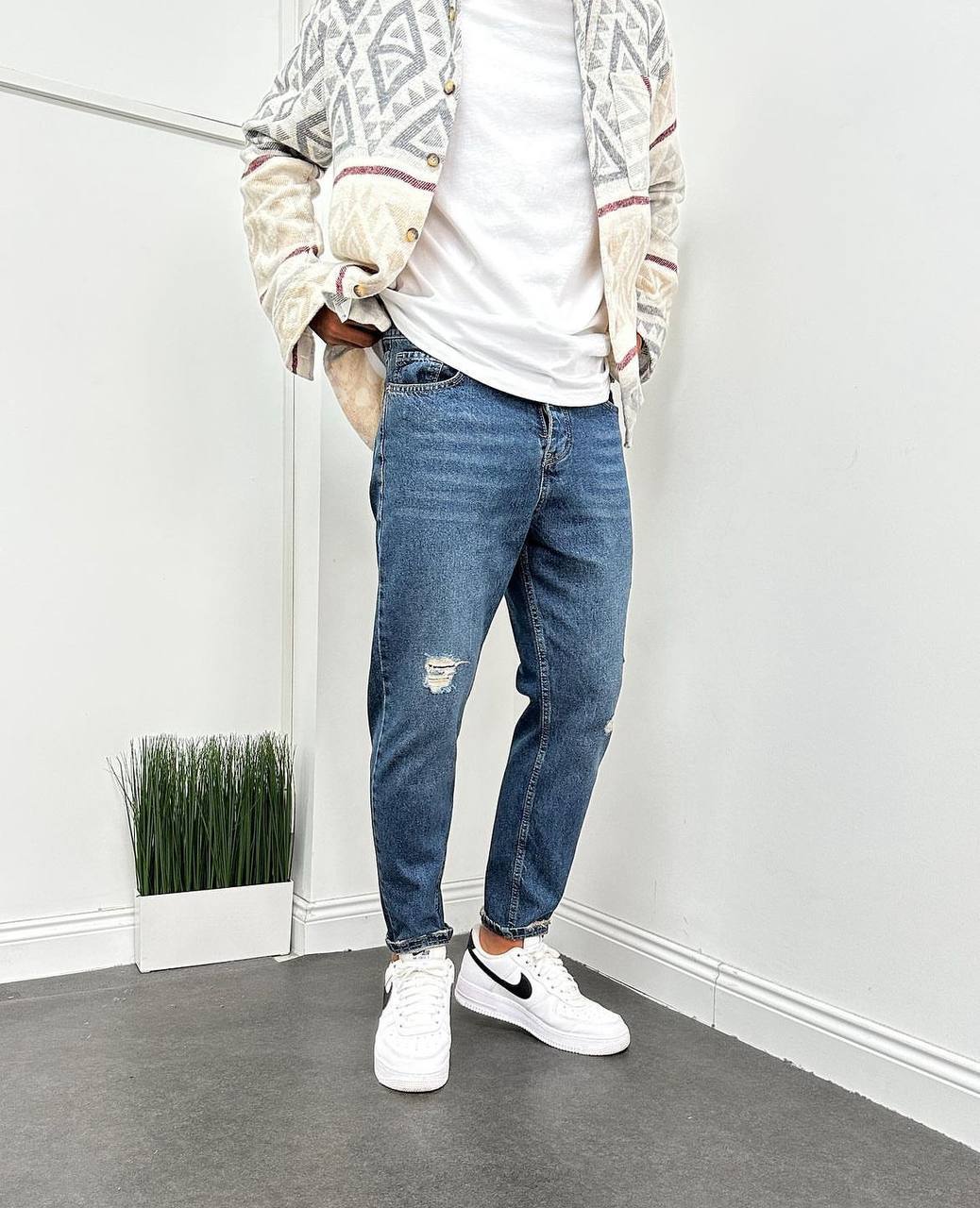 Koyu Mavi Lazar Kesim Detay Boyfriend Pantolon BM-6001 - Bymesman
