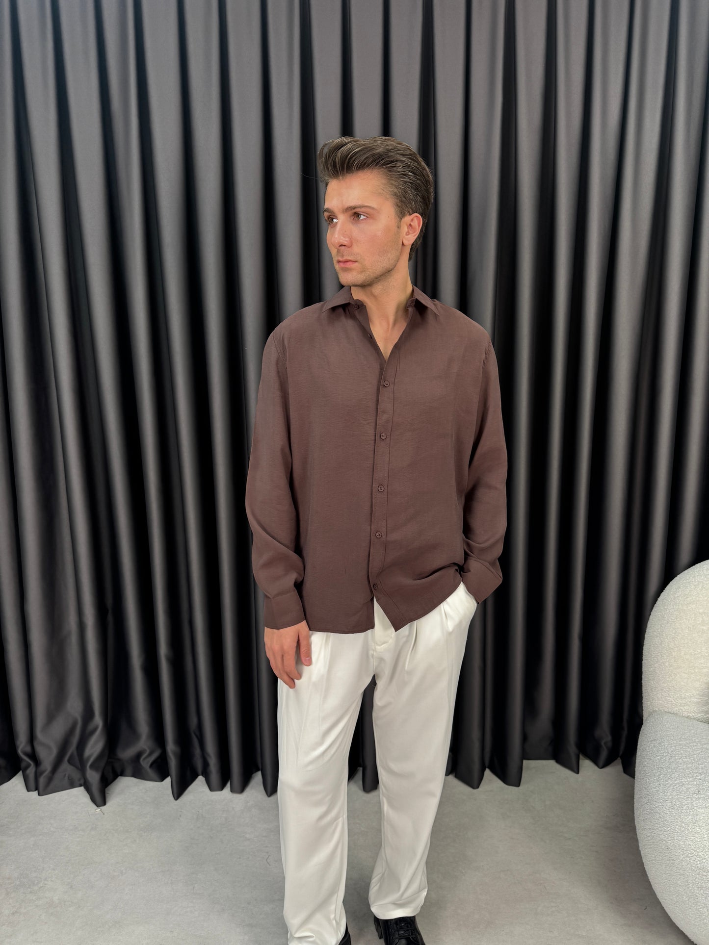 Modal Kumaş Oversize Gömlek BM0012