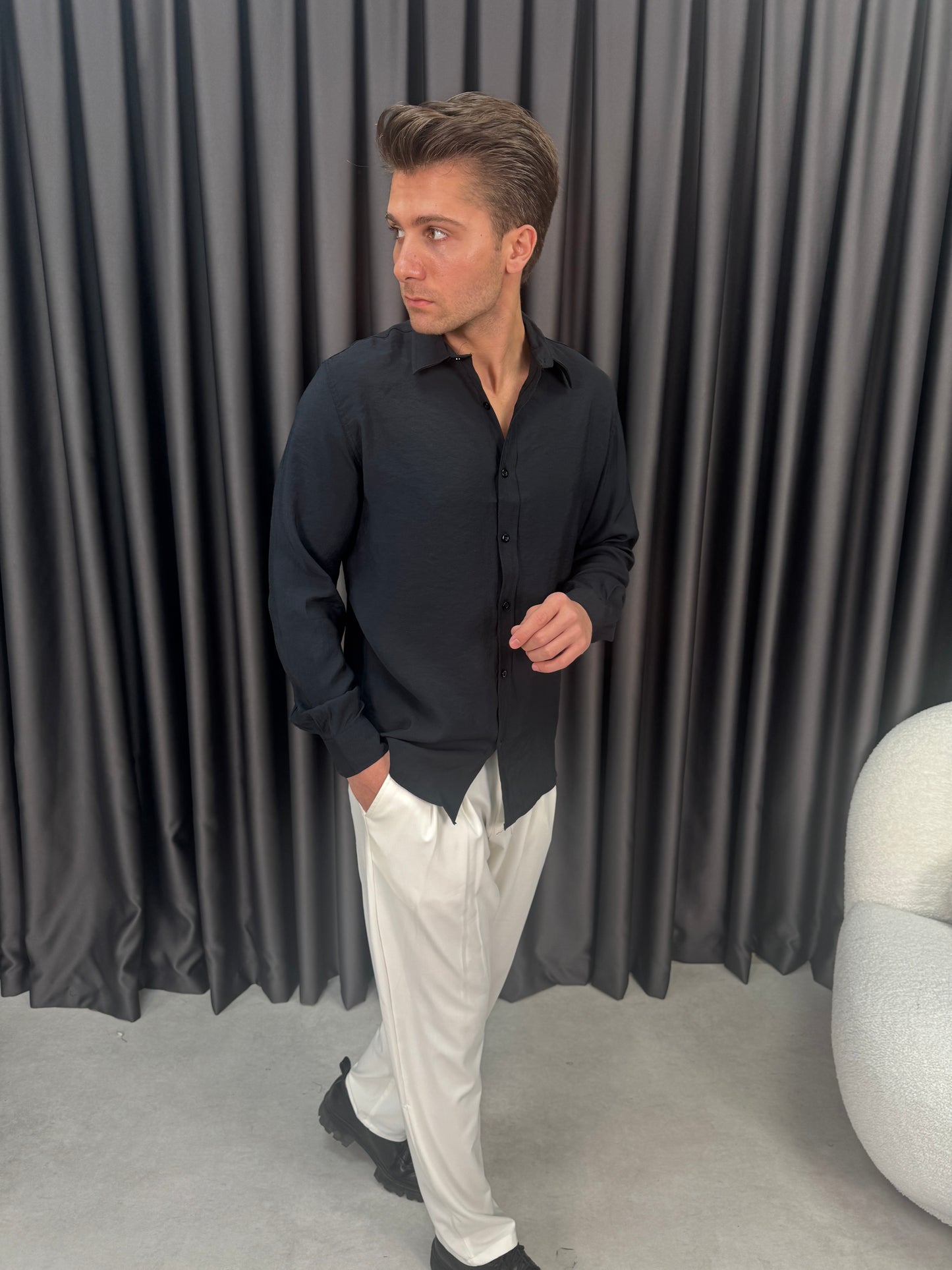 Modal Kumaş Oversize Gömlek BM0012