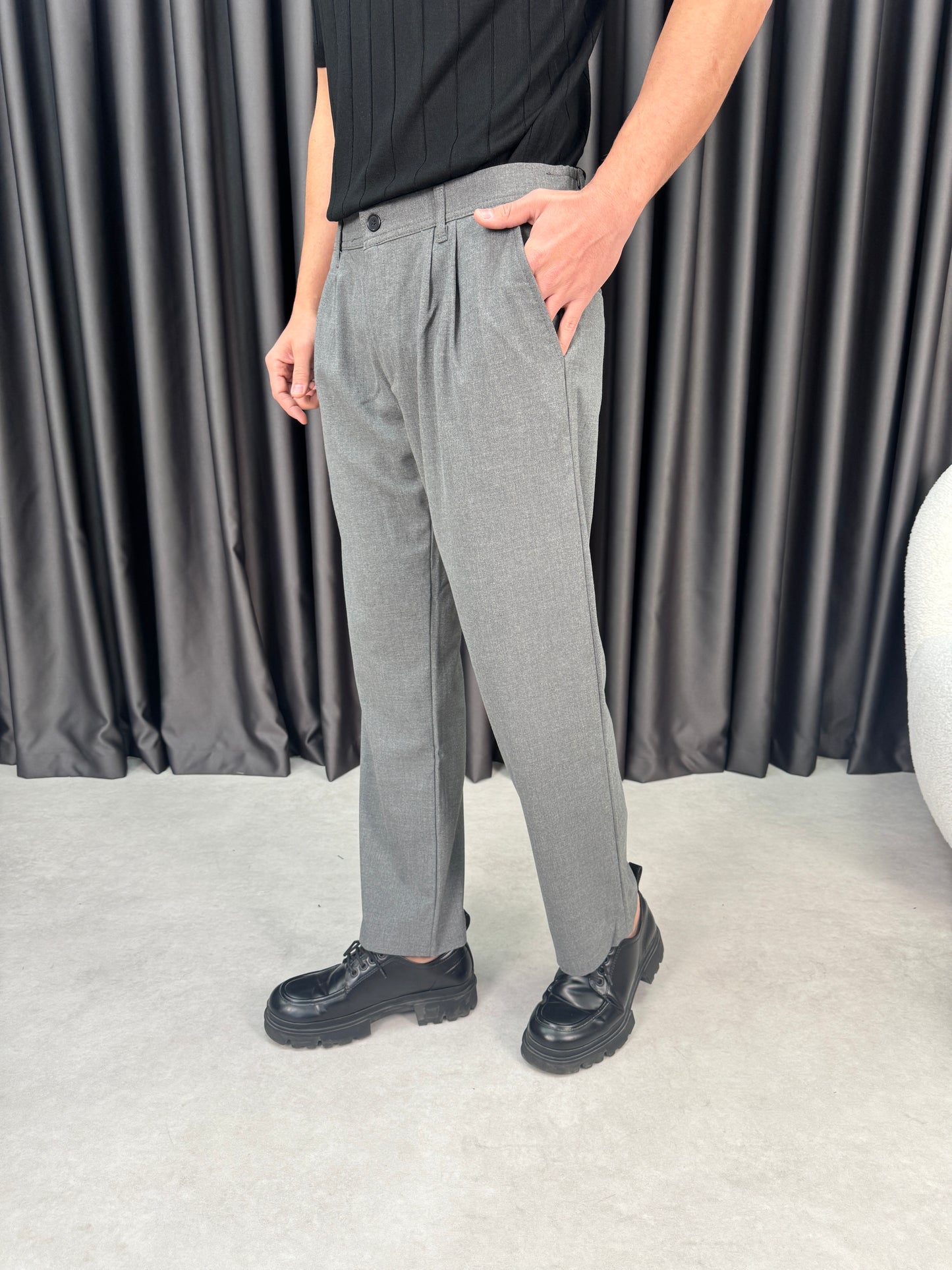 Baggy Çift Pileli Kumaş Pantolon BM1430