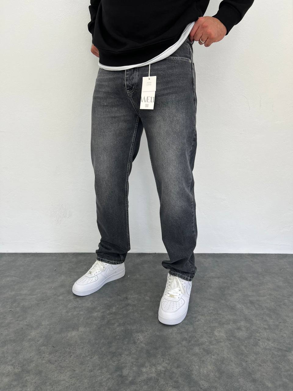 Siyah Eskitme Baggy Pantalon BM-5234 - Bymesman