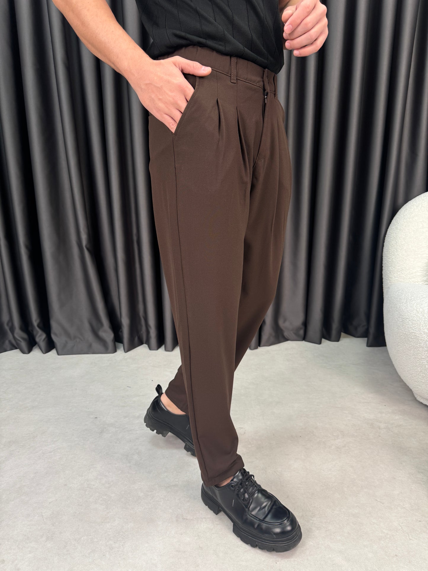 Baggy Çift Pileli Kumaş Pantolon BM1430