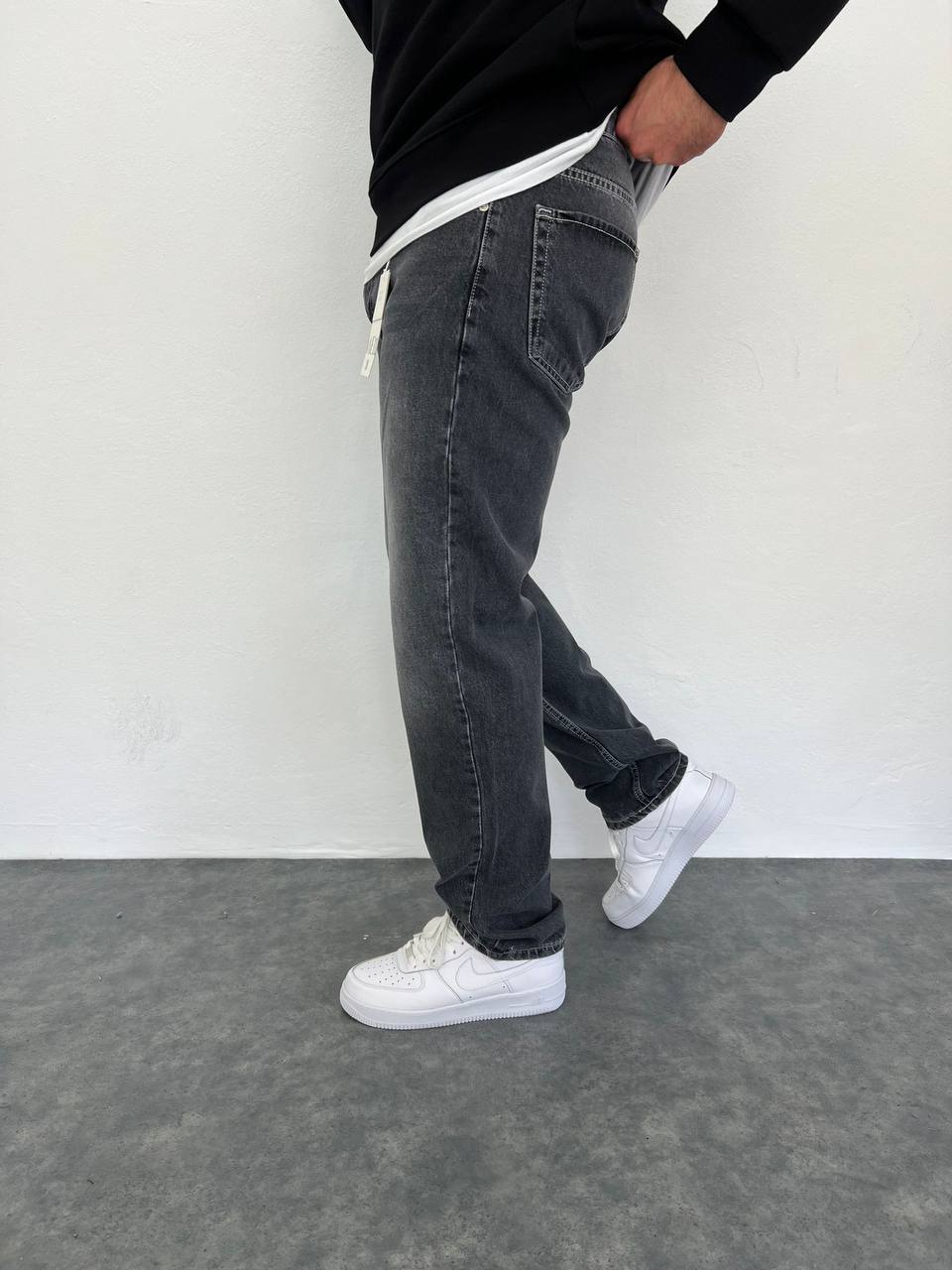 Siyah Eskitme Baggy Pantalon BM-5234 - Bymesman