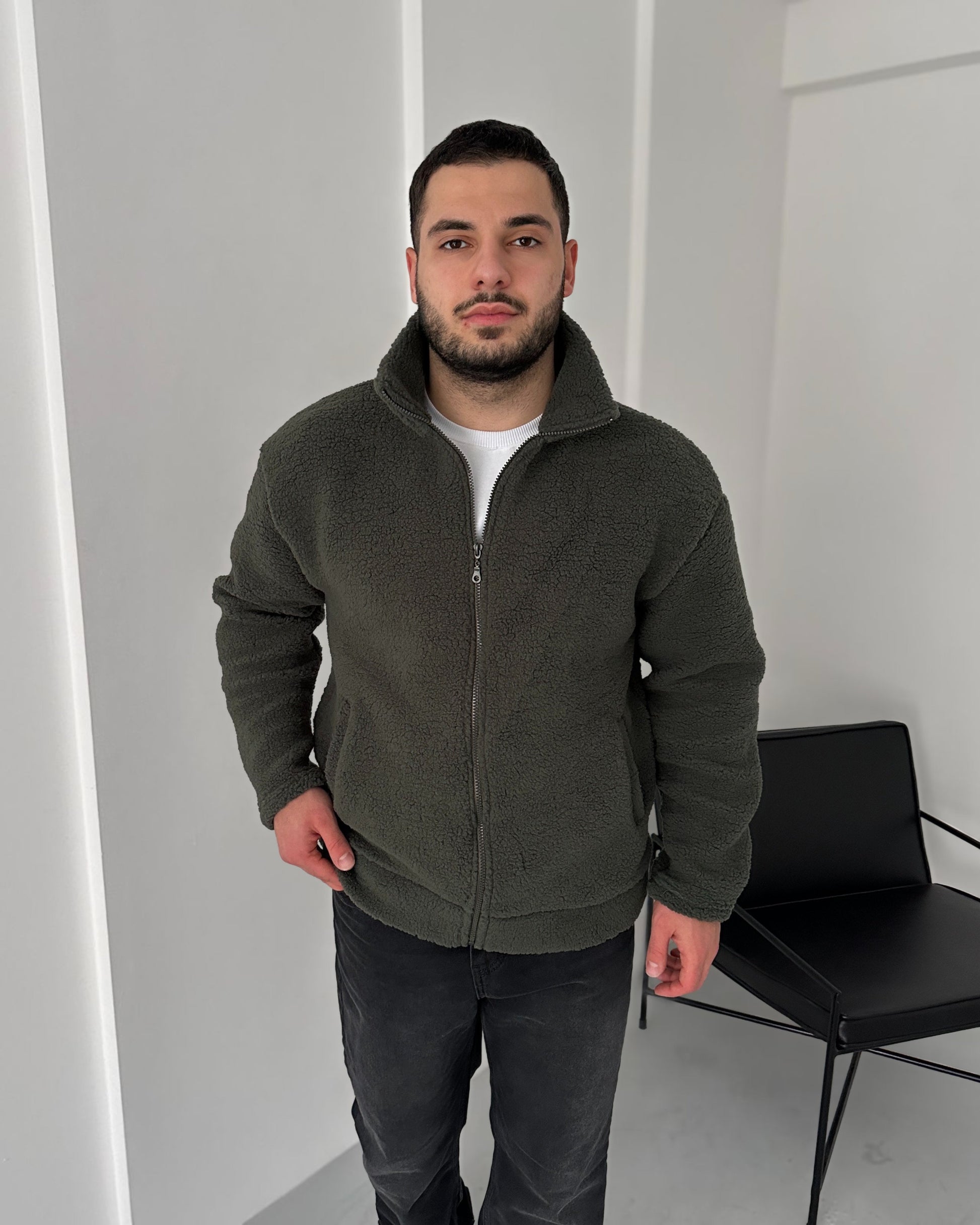 Fermuarlı Çift Cep Peluş Hırka BM-8334 - Bymesman
